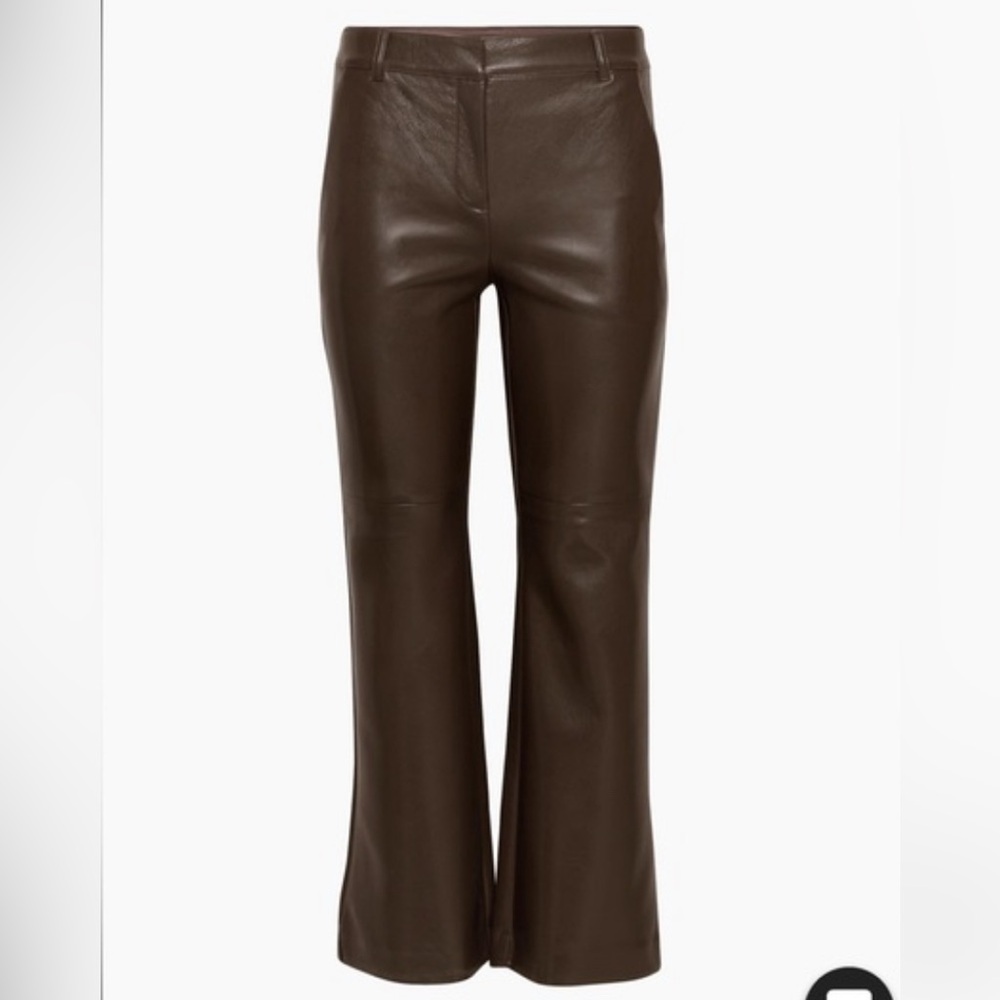 Aritzia Babaton Chocolate Leather Trousers